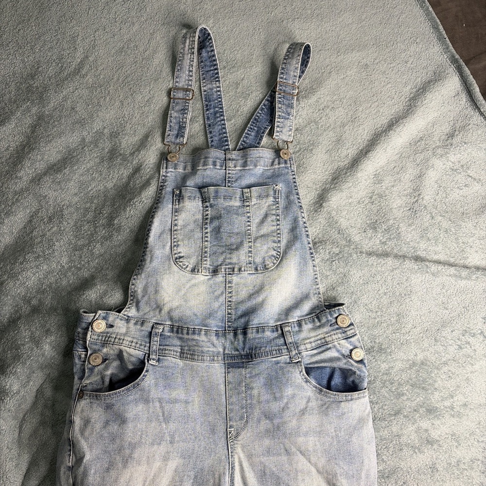 Wallflower Girlfriend Straight Distressed Overalls Denim Size Large